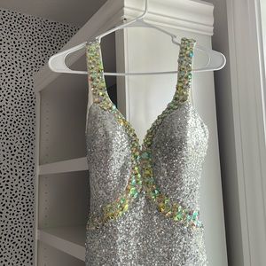 Silver Sequin Prom Dress